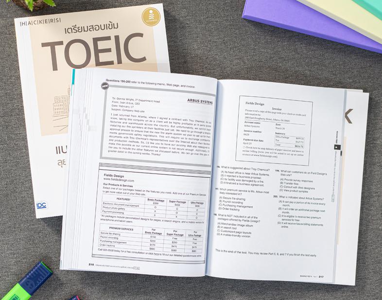 เตรียมสอบเข้ม TOEIC แบบ All-in-One ลุยโจทย์ 1,000 ข้อ LC+RC เตรียมตัวสอบ TOEIC ได้อย่างรวดเร็ว มั่นใจตามแนวทางการสอบ TOEIC ...