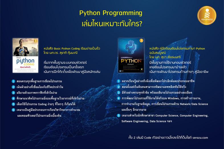 Basic Python coding เรียนง่ายเป็นเร็ว หนังสือสอนเขียนโปรแกรมด้วย ภาษา Python ที่ใครๆ ก็อ่านได้แม้ไม่มีพื้นฐานมาก่อน
[ #Pyt...