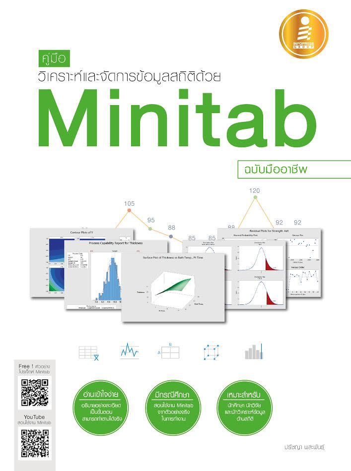 คู่มือวิเคราะห์และจัดการข้อมูลสถิติด้วย Minitab  ฉบับมืออาชีพ Minitab R17 หนึ่งในโปรแกรมประมวลผลข้อมูลทางสถิติที่มีคุณสมบัต...