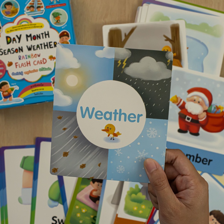 DAY MONTH SEASON WEATHER RAINBOW FLASH CARD DAY MONTH SEASON WEATHER RAINBOW FLASH CARD ชุดบัตรภาพคำศัพท์ วัน เดือน ฤดูกาล ...