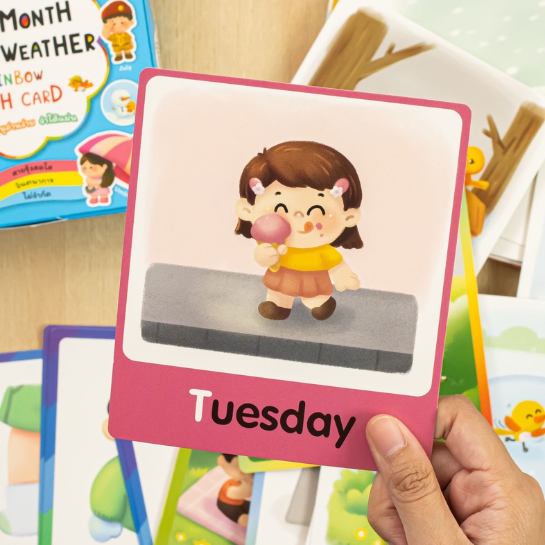 DAY MONTH SEASON WEATHER RAINBOW FLASH CARD DAY MONTH SEASON WEATHER RAINBOW FLASH CARD ชุดบัตรภาพคำศัพท์ วัน เดือน ฤดูกาล ...