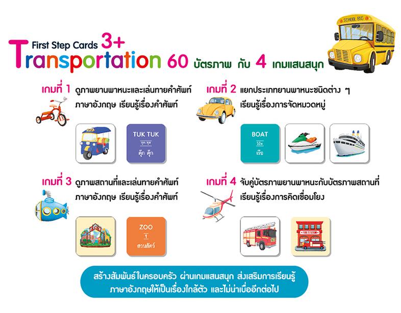 ชุด First Step Cards ชุดบัตรภาพภาษาอังกฤษ สอนศัพท์พื้นฐานที่เด็กควรรู้ พร้อมเกมแสนสนุก  สื่อการเรียนรู้สำหรับเด็ก 4-6 ปี ชุ...